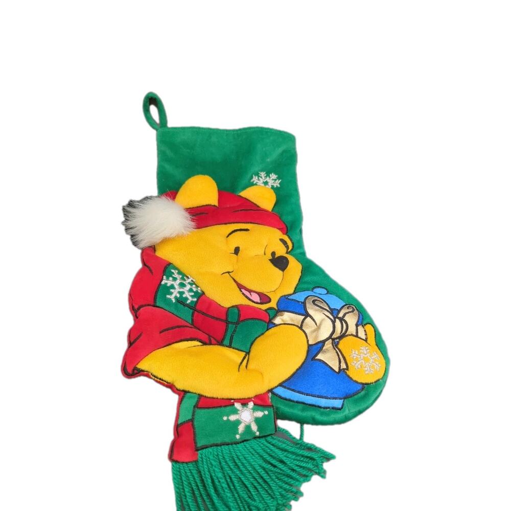 Rare Disney Winnie The Pooh Red Christmas Stocking Vintage